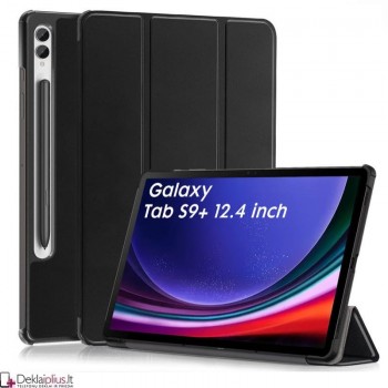 Dirbtinės odos atverčiamas dėklas - juodas (Samsung Tab S9 Plus (SM-X810-SM-X816) Dirbtinės odos atverčiamas dėklas - juodas (Samsung Tab S9 Plus (SM-X810-SM-X816)